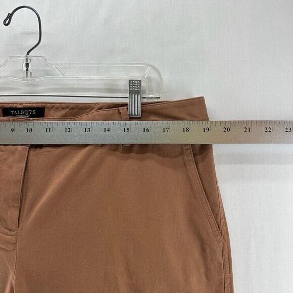 Talbots Pants Size 16P Signature Capri Flat Front Twill Stretch Cotton Brown - Picture 9 of 11